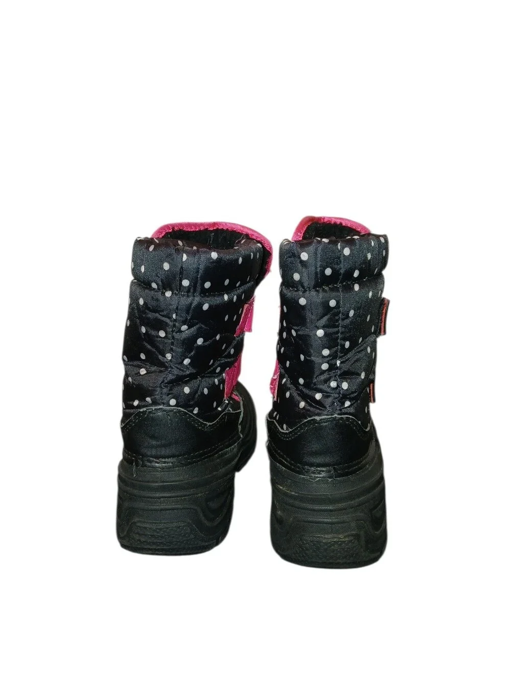 Girls Waterproof Winter Snow Boots - Black with Pink Accents